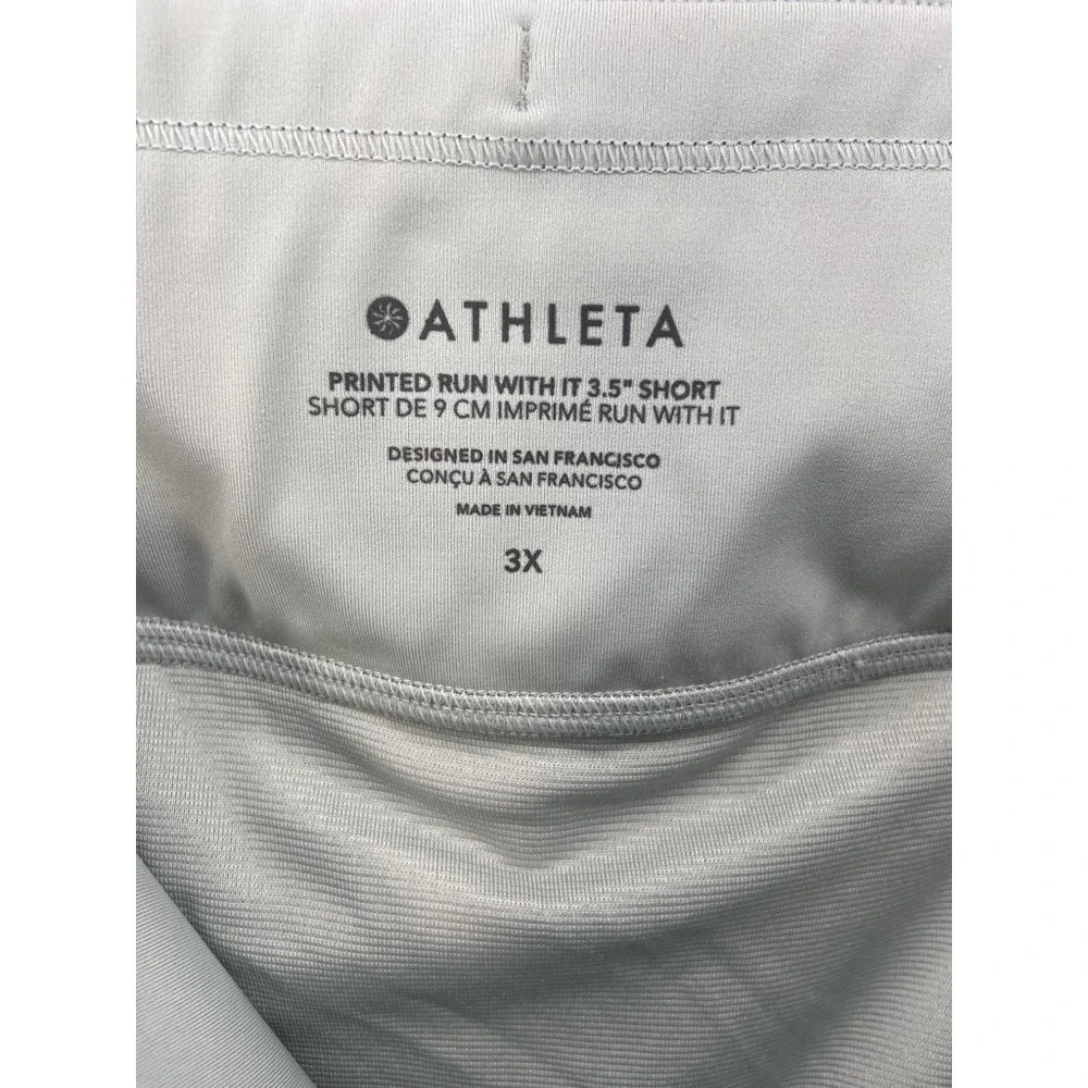 Athleta Shorts‎ Sz 3X Printed Run With It Shorts Liner Grey White 3.5